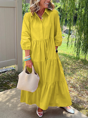 Loose Lapel Mid-Length Sleeve Dress