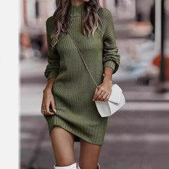 Turtleneck Sweater Women Long Sleeve Knit Sweater Dresses