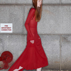 Fashion New Women's Sexy Mesh Backless Strappy Long Sleeve Extra Long Dresses