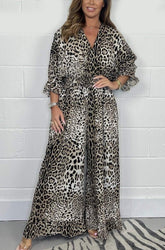 Fashion Leopard Print Casual Wide Leg Jumpsuit