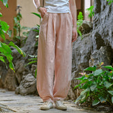 New cotton and linen women's pants, loose and versatile, slim sand-washed linen bloomers