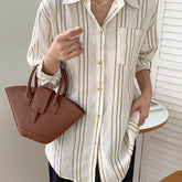 Large Capacity Hundred Korean Retro Fan Handbag Niche Design Personalised Crossbody Bag Colour White Grey Grey