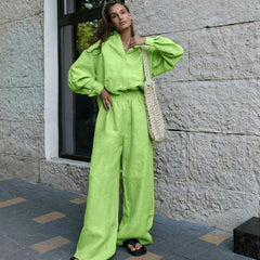 Cotton and linen long-sleeved trousers loose casual Amazon pop-up French suit women's homewear warmth