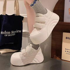 Ugly cute big head shoes velcro thick bottom small white shoes women