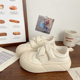 Cream velcro white shoes women