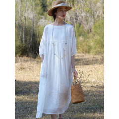 Tencel ramie dress women spring gentle wind long loose skirt