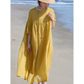 Tencel ramie dress women spring gentle wind long loose skirt