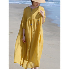 Tencel ramie dress women spring gentle wind long loose skirt
