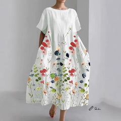 Summer New Loose Round Neck Fashion Premium Short Sleeve Printed Dresses