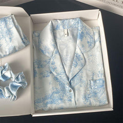 (25% Off Any Two Items)Ice silk pajamas ladies summer long-sleeved new summer air-conditioned room cool feeling spring and autumn home wear suit