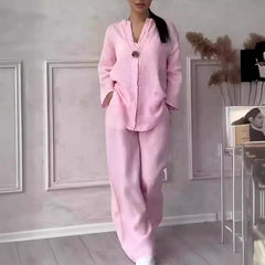(25% Off Any Two Items)New women's fashion solid color cotton leisure suit
