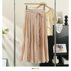 (25% off any two items)2024 summer new high-waisted loose casual pants skirt thin section draped linen culottes long pants
