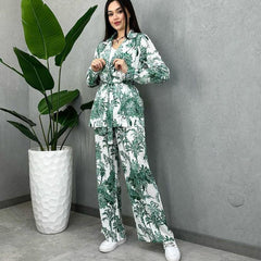 (25% Off Any Two Items) Digital Printing Long Sleeve Loose Tie Fashion Casual Two Piece Suit