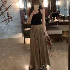 (25% off any two items)2024 summer new high-waisted loose casual pants skirt thin section draped linen culottes long pants