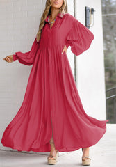 (25% Off Any Two Items) New Long Solid Color Button Down Dresses