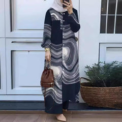 (25% Off Any Two Items)Temperament Collage Cardigan Long Sleeve Lapel Women's Shirt Long Pants Set