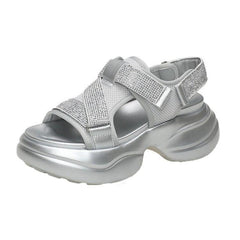 (25% off any 2 pieces)2024 Summer New Arrival Rhinestone Torre Sports Sandals Women's Velcro Platform Height Increasing Casual Shoes