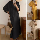 (25% Off Any Two Items)Literary Casual Vintage Long Sleeve Round Neck Loose Large Size Long Dresses