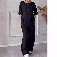 (25% Off Any Two Items)New women's fashion solid color cotton leisure suit