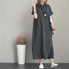 Cotton Linen Short Sleeve Loose Pocket Style Casual Dresses(25% off any 2 items)