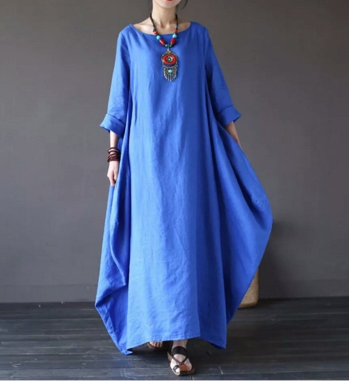 【25% Off Any 2 Pieces】 Loose large size cotton and linen long skirt dress