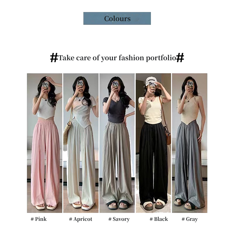 (25% off any 2 pieces) Summer new high-waisted draped casual versatile lazy style loose wide-legged pants