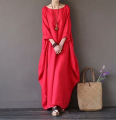 【25% Off Any 2 Pieces】 Loose large size cotton and linen long skirt dress