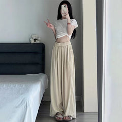 (25% off any 2 pieces) Summer new high-waisted draped casual versatile lazy style loose wide-legged pants