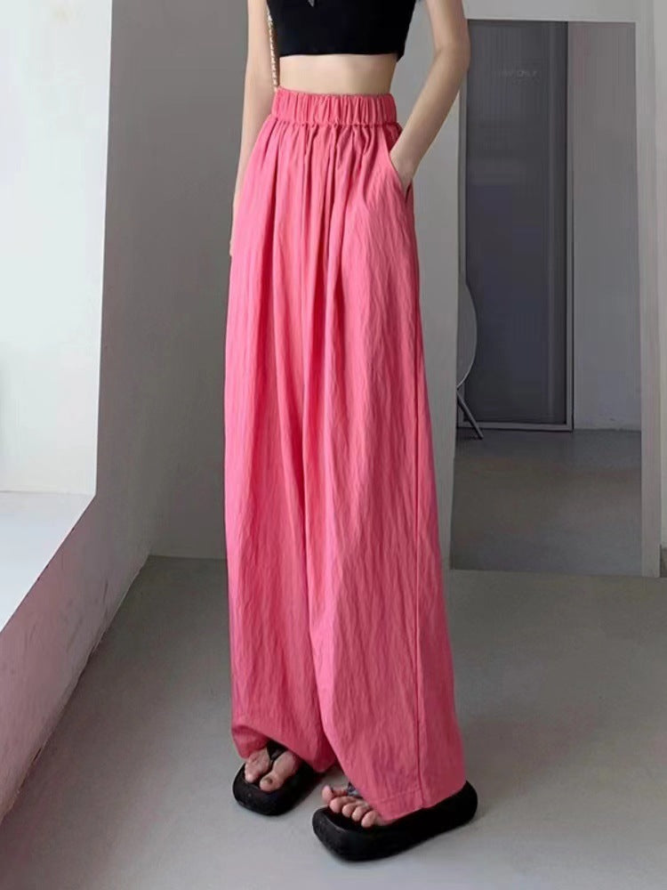 (25% off any 2 pieces) Summer new high-waisted draped casual versatile lazy style loose wide-legged pants