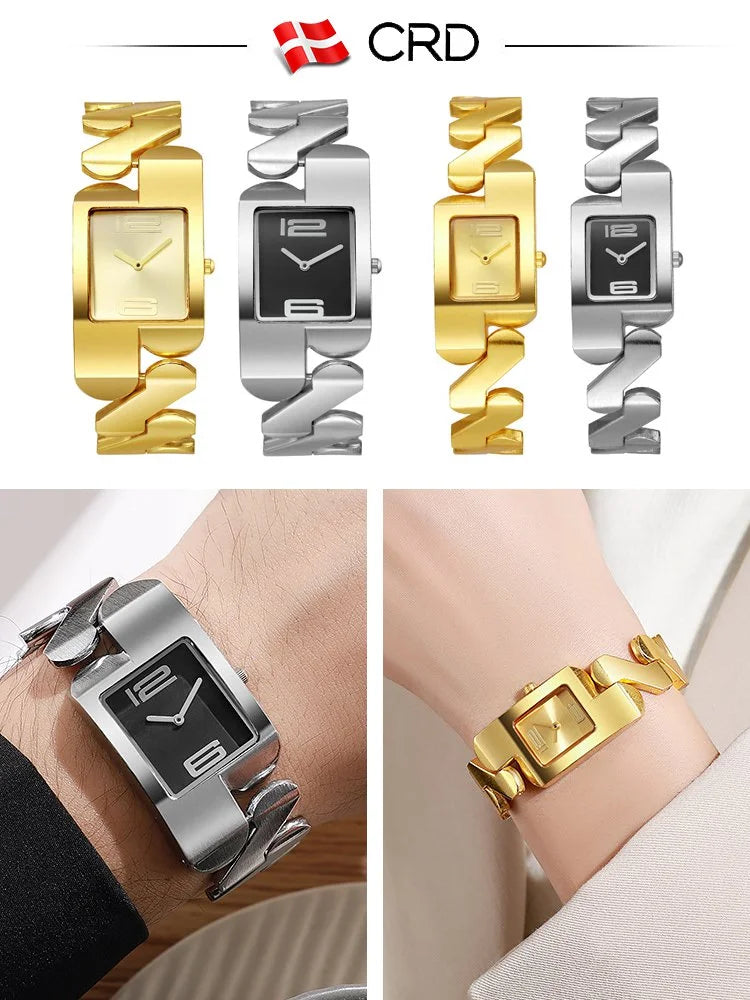 Retro Square Couple Quartz Bracelet Watch