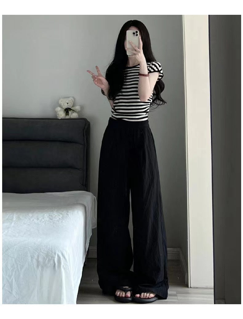 (25% off any 2 pieces) Summer new high-waisted draped casual versatile lazy style loose wide-legged pants