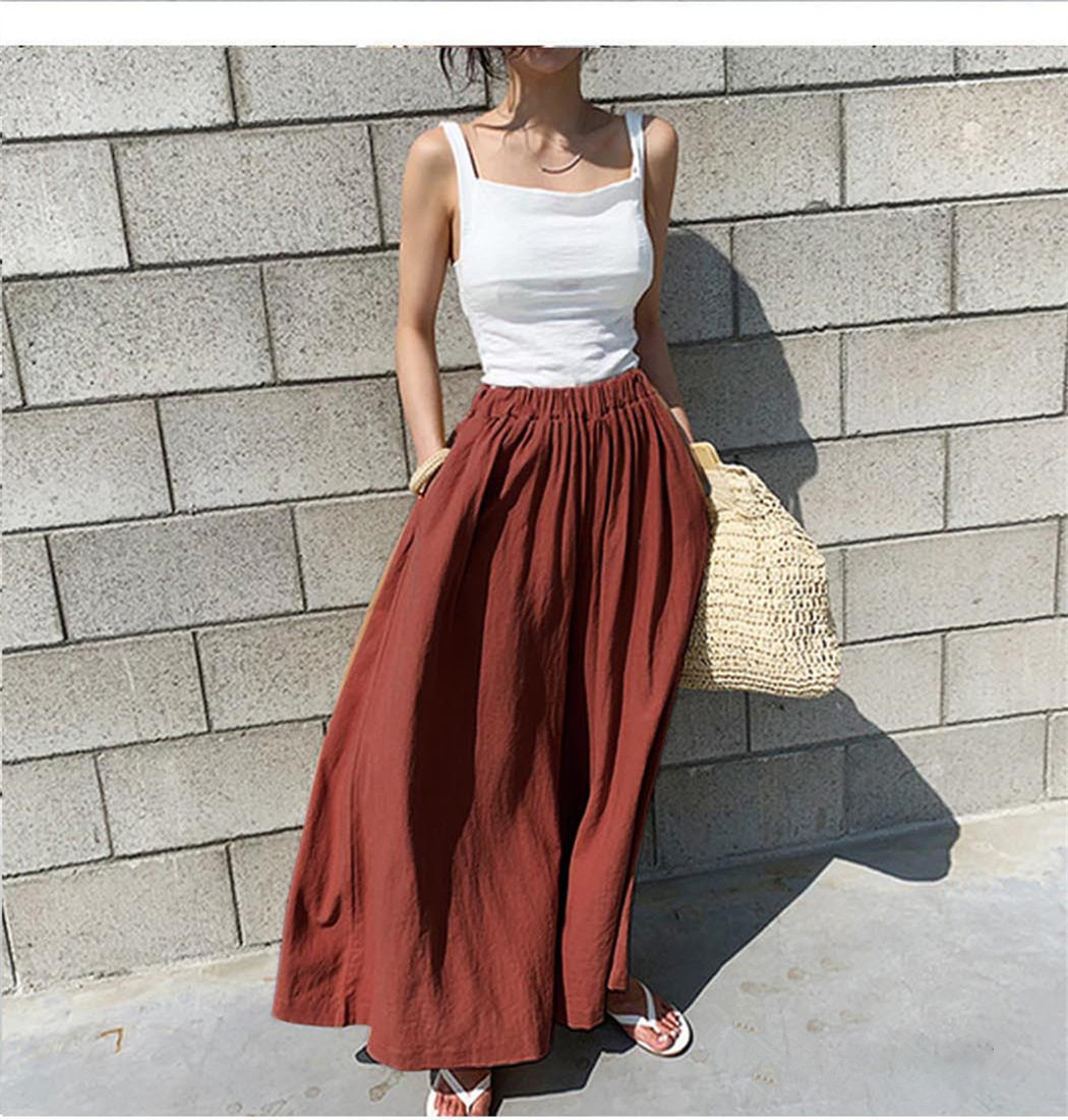 (25% off any two items)2024 Summer Breathable Loose Linen Pants Skirt Pants Women's Long Pants