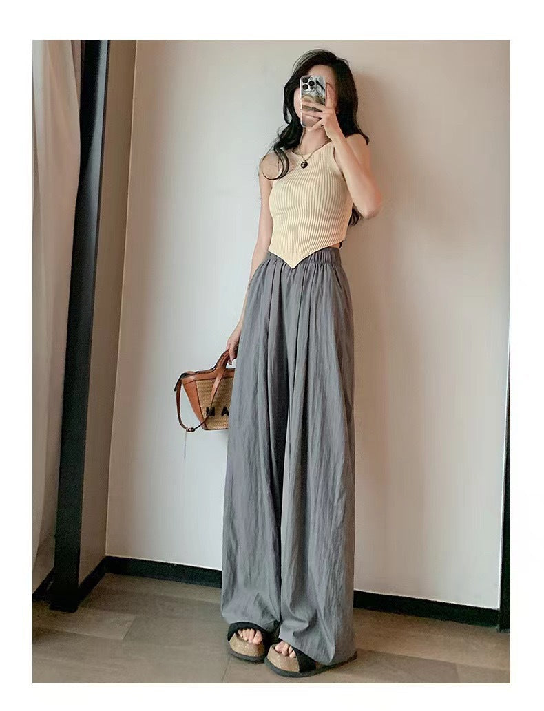 (25% off any 2 pieces) Summer new high-waisted draped casual versatile lazy style loose wide-legged pants