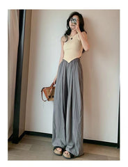 (25% off any 2 pieces) Summer new high-waisted draped casual versatile lazy style loose wide-legged pants