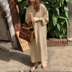 Slouchy loose casual cotton linen mesh colorful hot models dresses