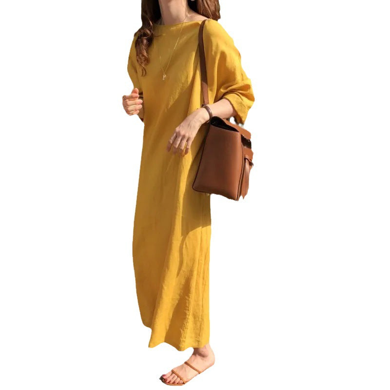 Slouchy loose casual cotton linen mesh colorful hot models dresses