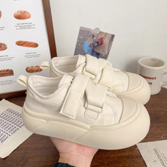 Cream velcro white shoes women