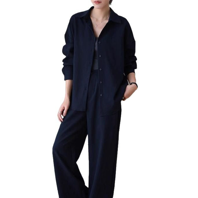 Navy Linen Sun Protection Women's Shirt Set