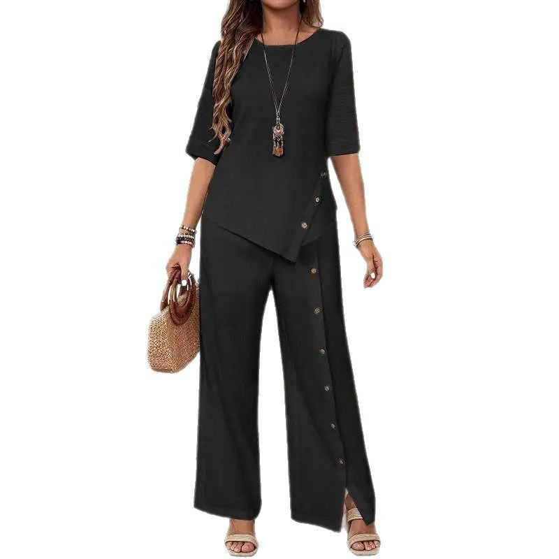 2025 Cotton Linen V-Neck Tie Solid Color Loose Plus Size Dress