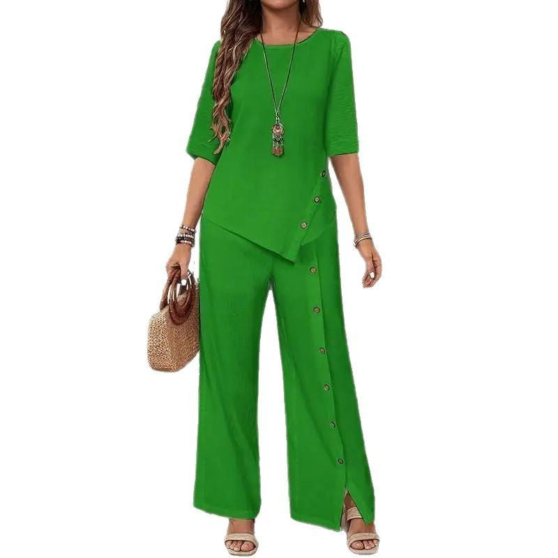 2025 Cotton Linen V-Neck Tie Solid Color Loose Plus Size Dress
