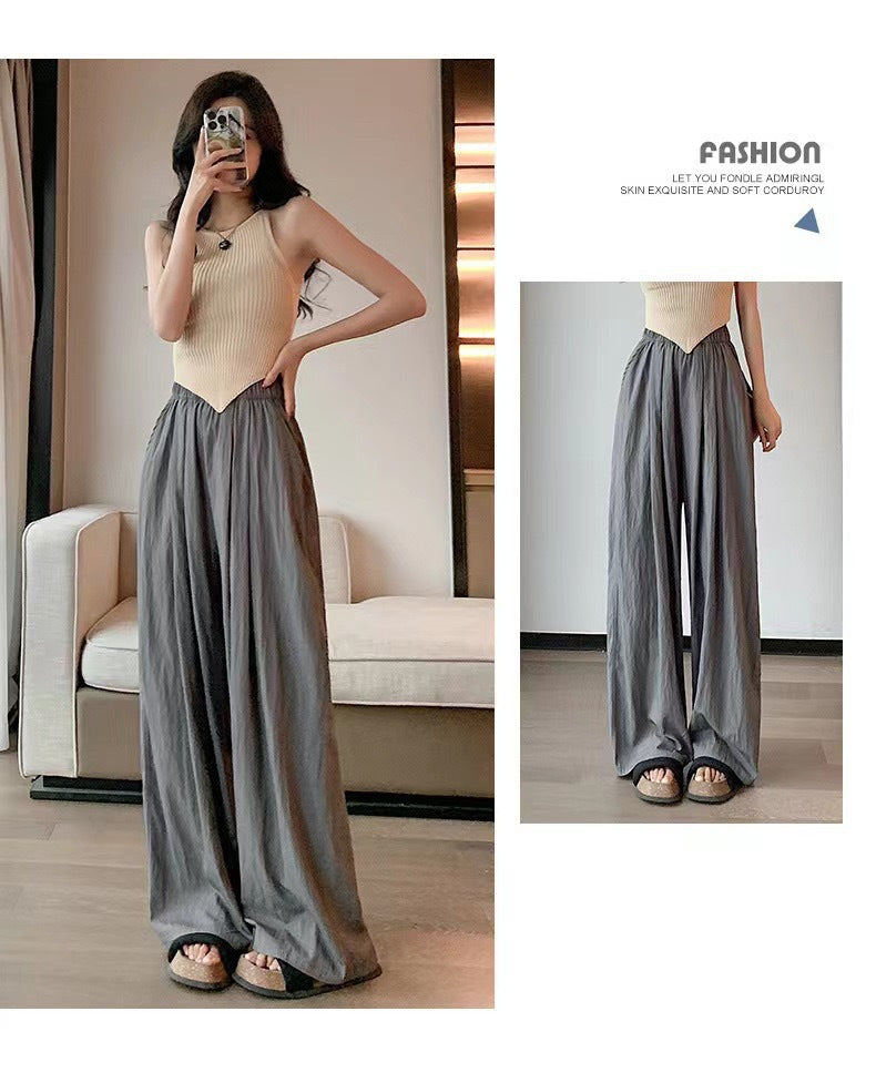 (25% off any 2 pieces) Summer new high-waisted draped casual versatile lazy style loose wide-legged pants