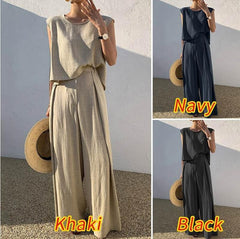 Summer new cotton and linen fashionable loose two-piece set