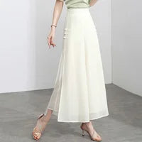 High waist drape chiffon wide-leg pants