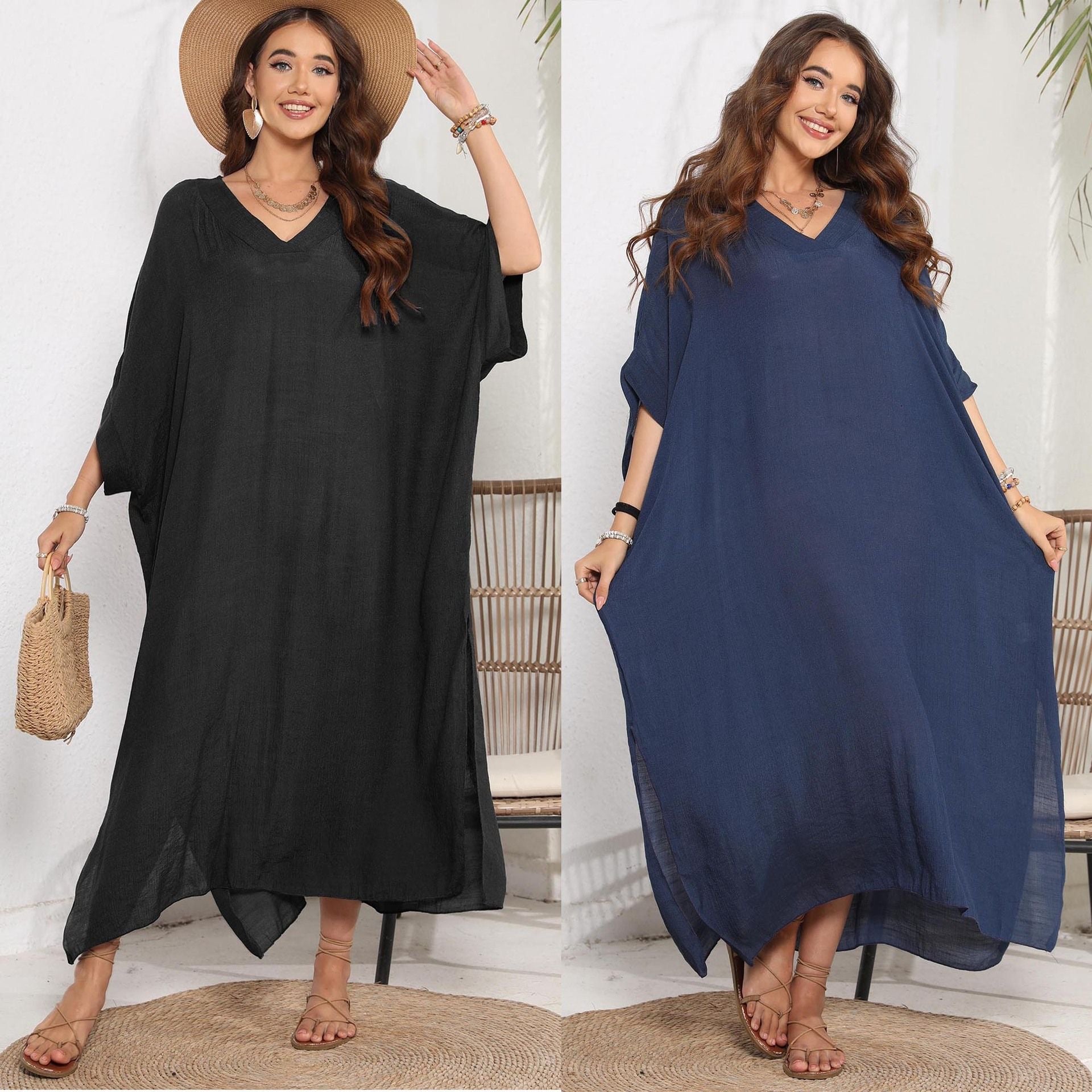 (25% off any 2 pieces) Women's V-Neck Loose Casual Split Dresses