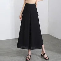 High waist drape chiffon wide-leg pants