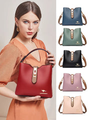 Fashionable solid color simple bucket bag