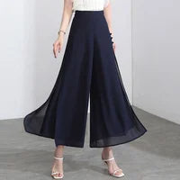 High waist drape chiffon wide-leg pants