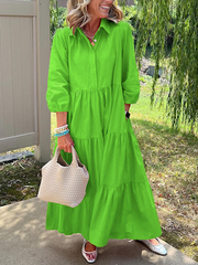 Loose Lapel Mid-Length Sleeve Dress