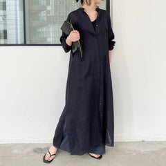 Spring and summer new solid color linen loose thin section dress