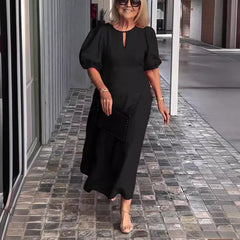 （25% off any two items) Loose Casual Crewneck Puff Sleeve Dress